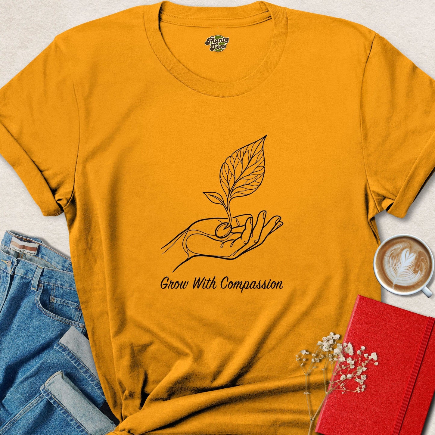 Grow With Compassion Vegan Shirt | Plant Based Graphic Tee
