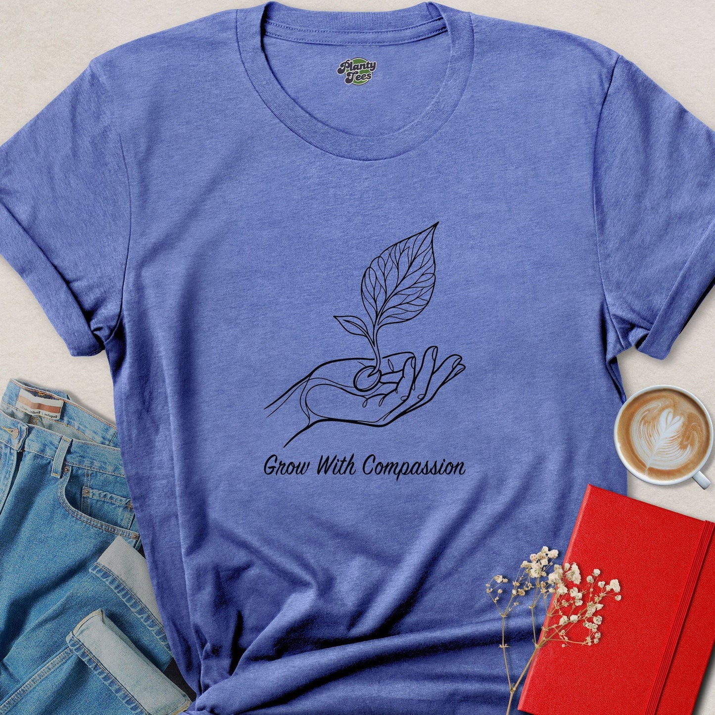 Grow With Compassion Vegan Shirt | Plant Based Graphic Tee