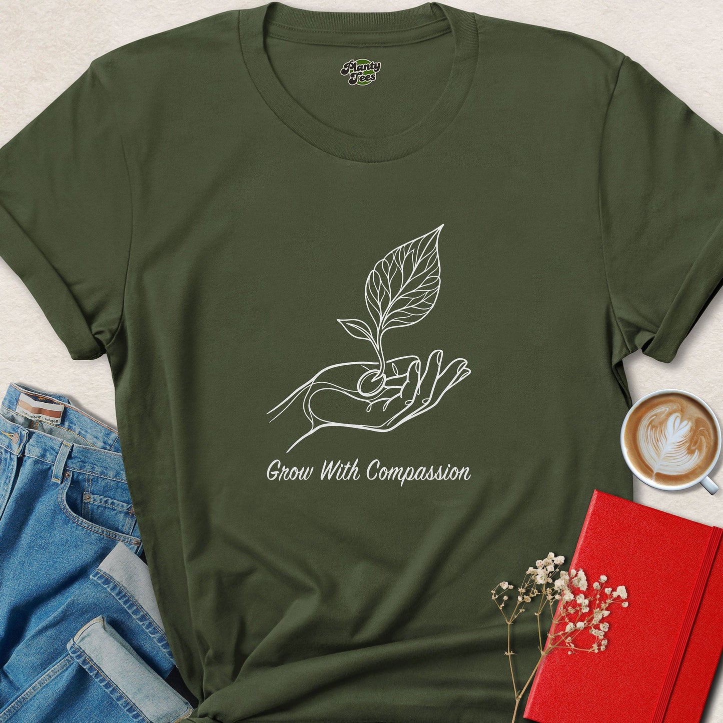 Grow With Compassion Vegan Shirt | Plant Based Graphic Tee