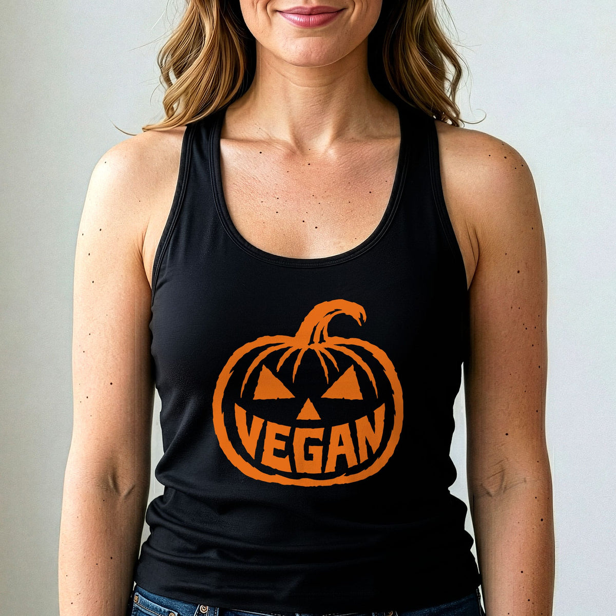 Vegan Jack O Lantern Halloween Tank Top