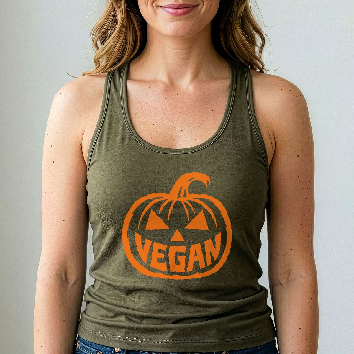 Vegan Jack O Lantern Halloween Tank Top