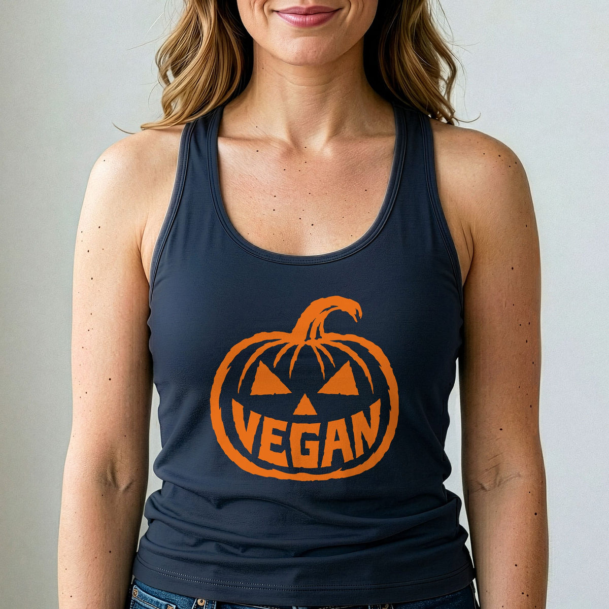 Vegan Jack O Lantern Halloween Tank Top