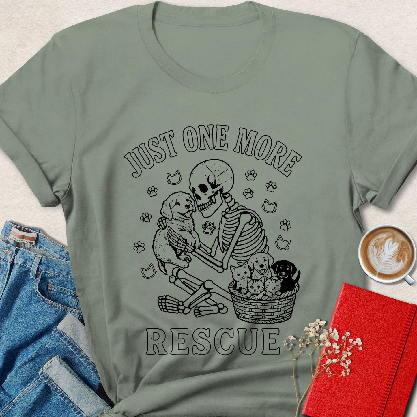 Just One More Rescue Vegan Shirt Animal Lover Graphic Tee