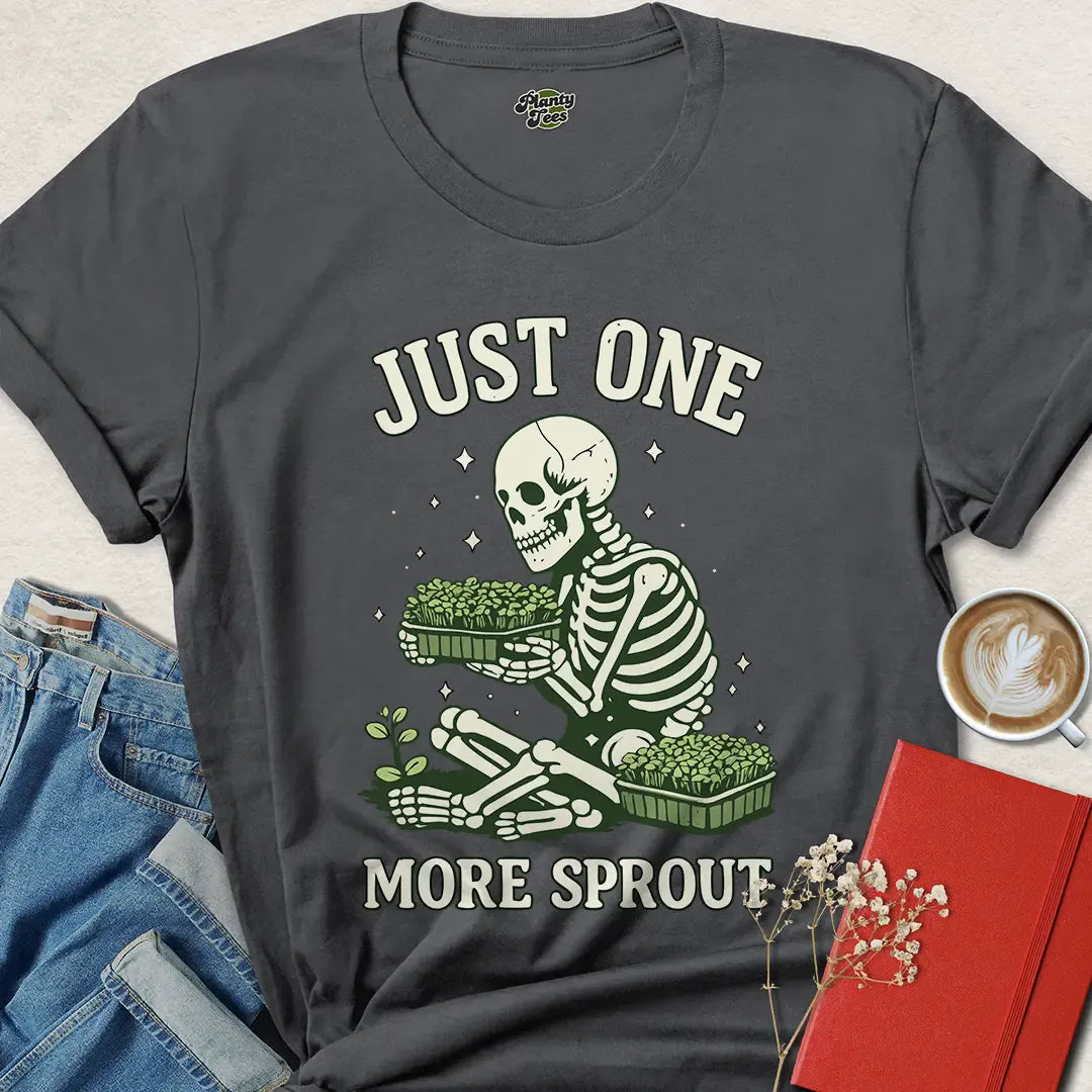 Funny Vegan Skeleton Shirt – Just One More Sprout Tee