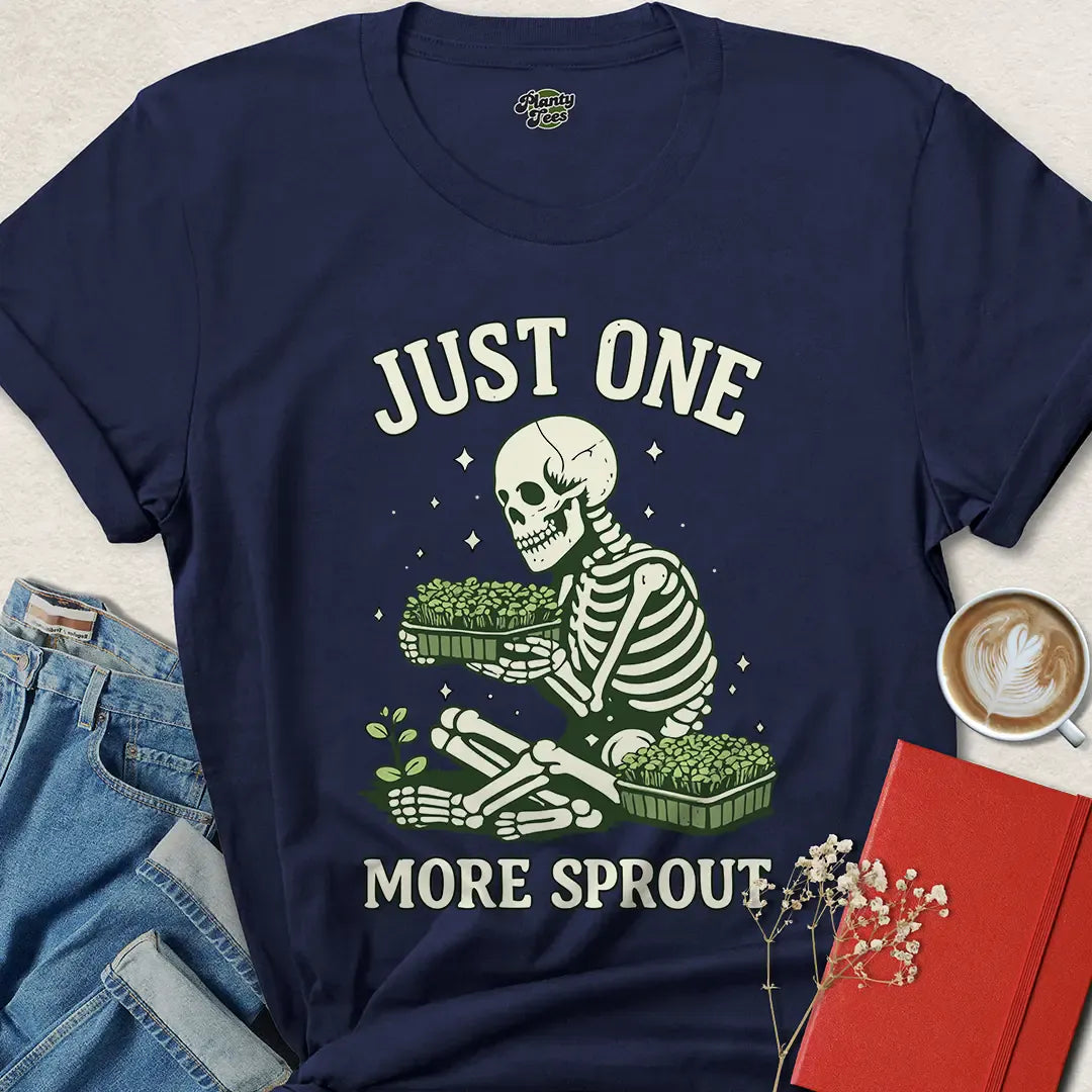 Funny Vegan Skeleton Shirt – Just One More Sprout Tee