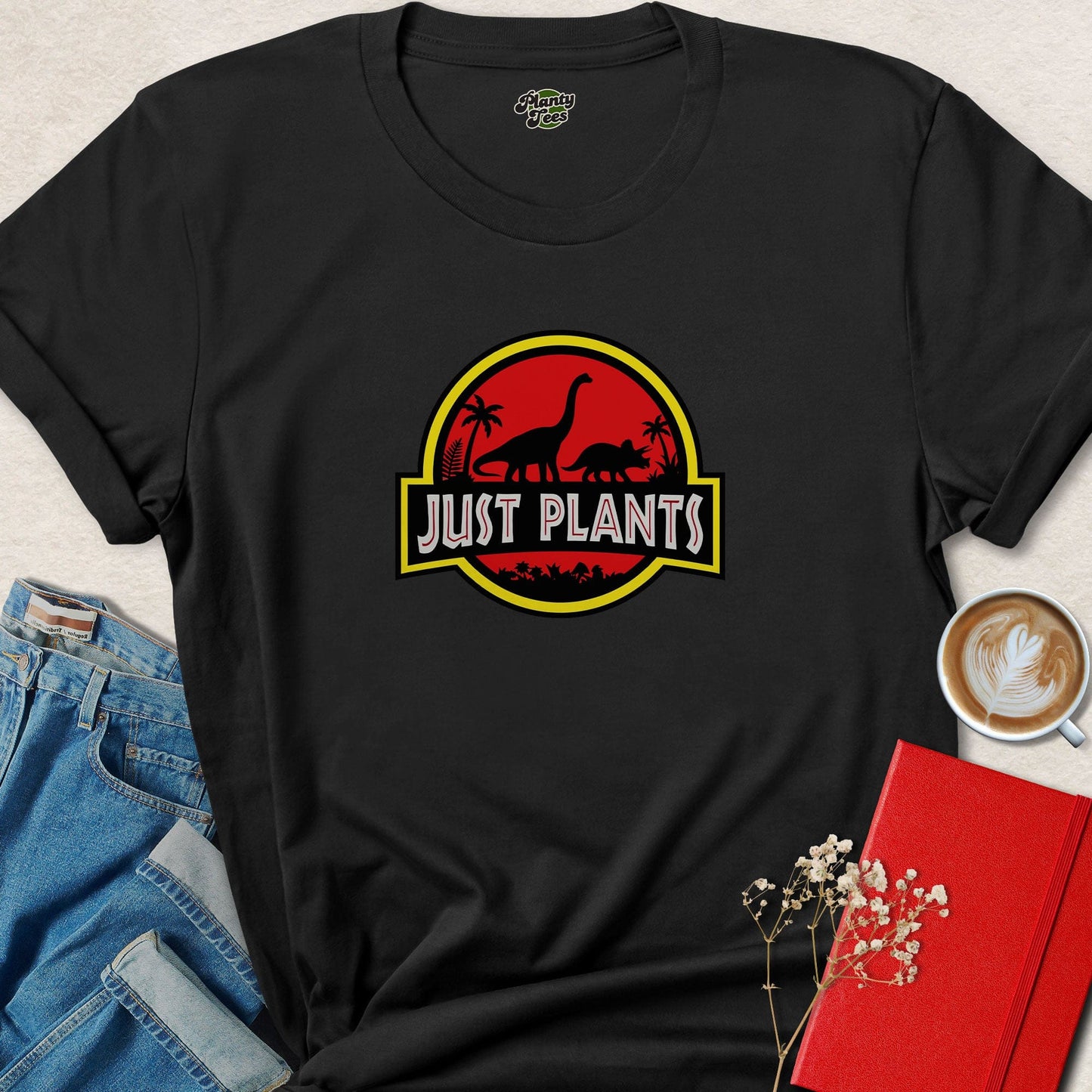 Just Plants Dino Parody Vegan Graphic Tee