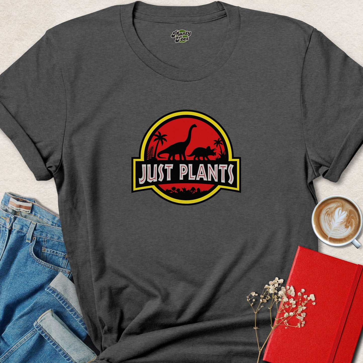 Just Plants Dino Parody Vegan Graphic Tee
