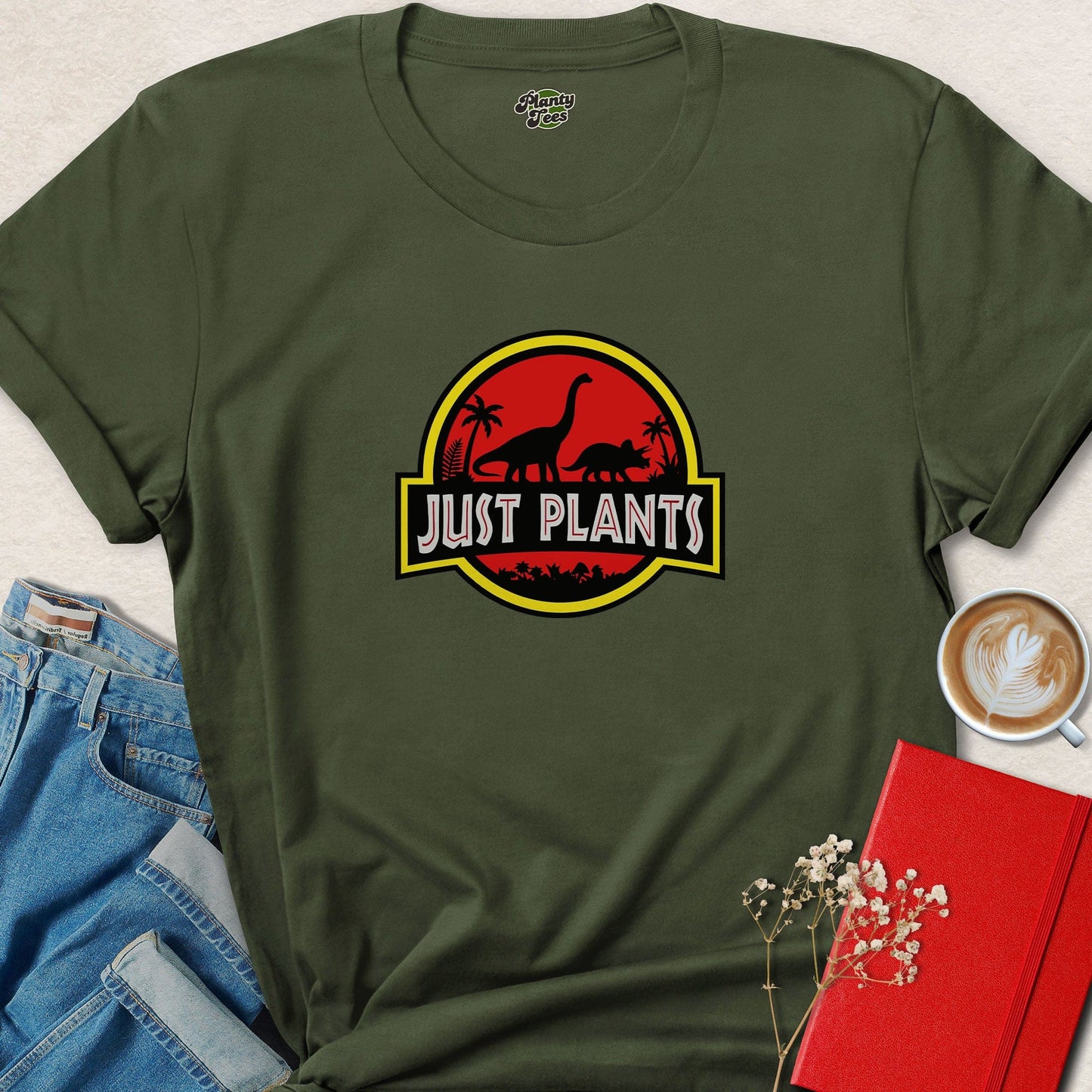 Just Plants Dino Parody Vegan Graphic Tee