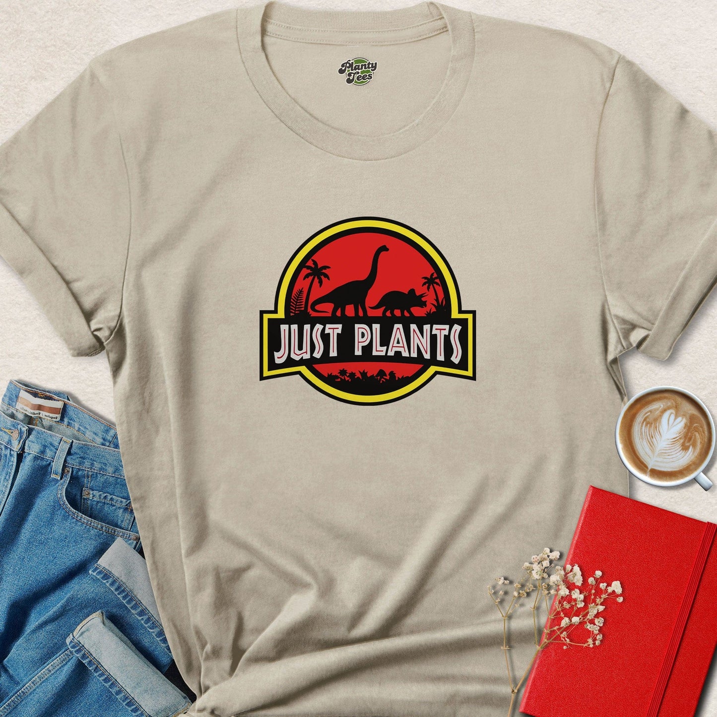 Just Plants Dino Parody Vegan Graphic Tee