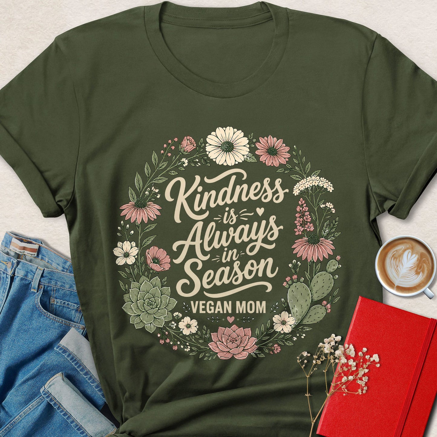 Kindness Is Always In Season Vegan Mom Shirt Plant Based Tee