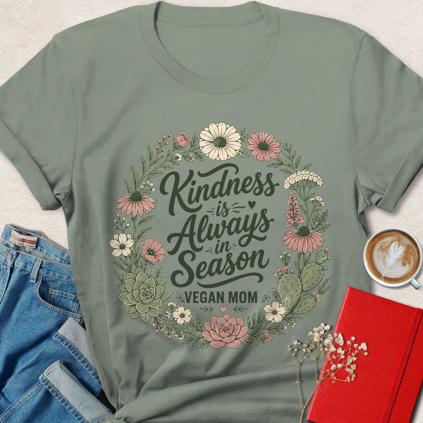 Kindness Is Always In Season Vegan Mom Shirt Plant Based Tee