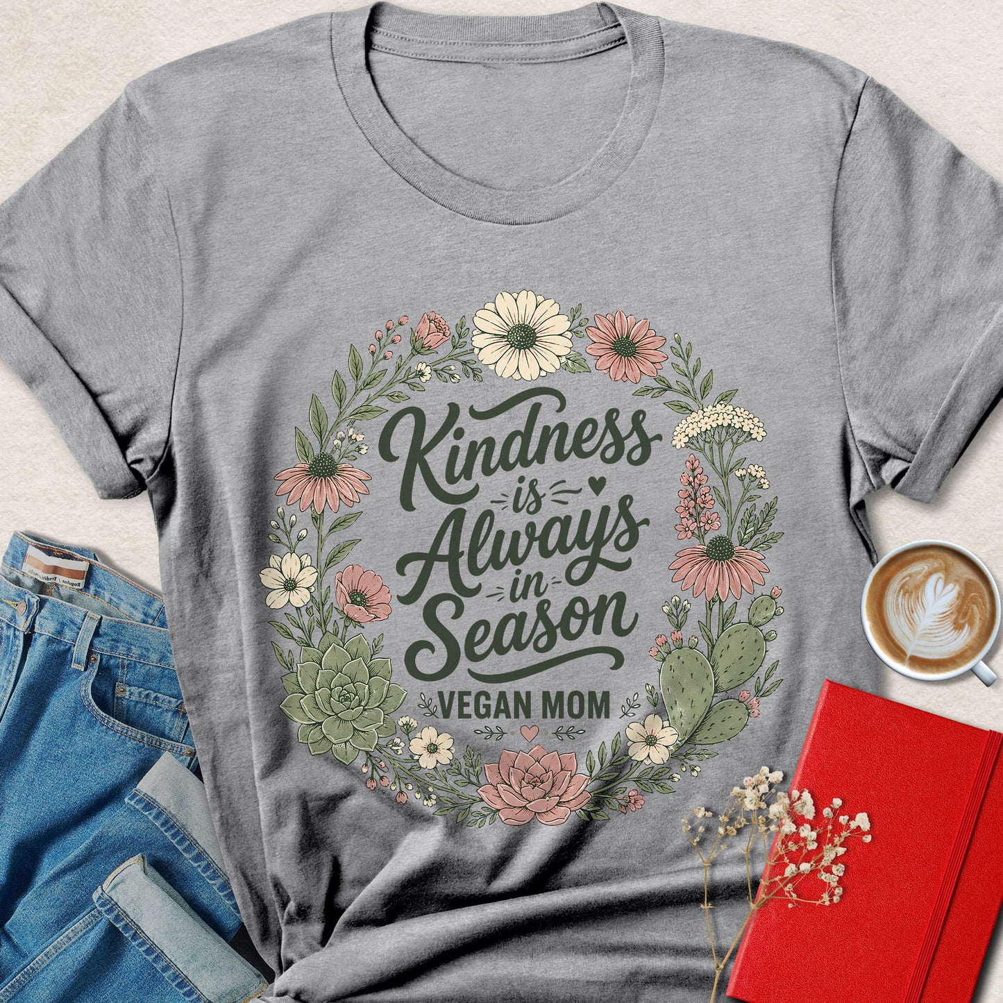 Kindness Is Always In Season Vegan Mom Shirt Plant Based Tee