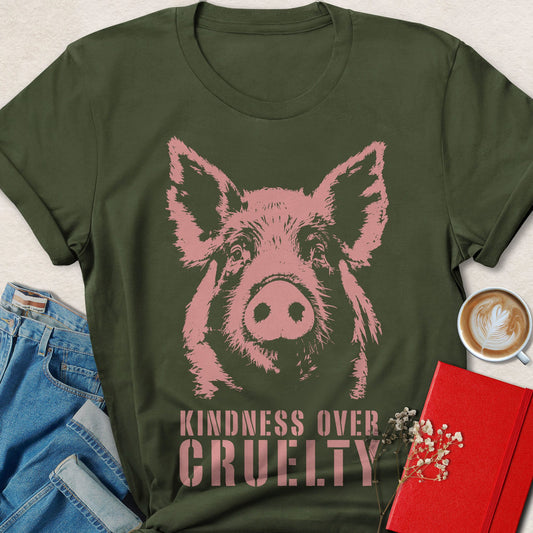 Kindness Over Cruelty Pig Sketch T-Shirt