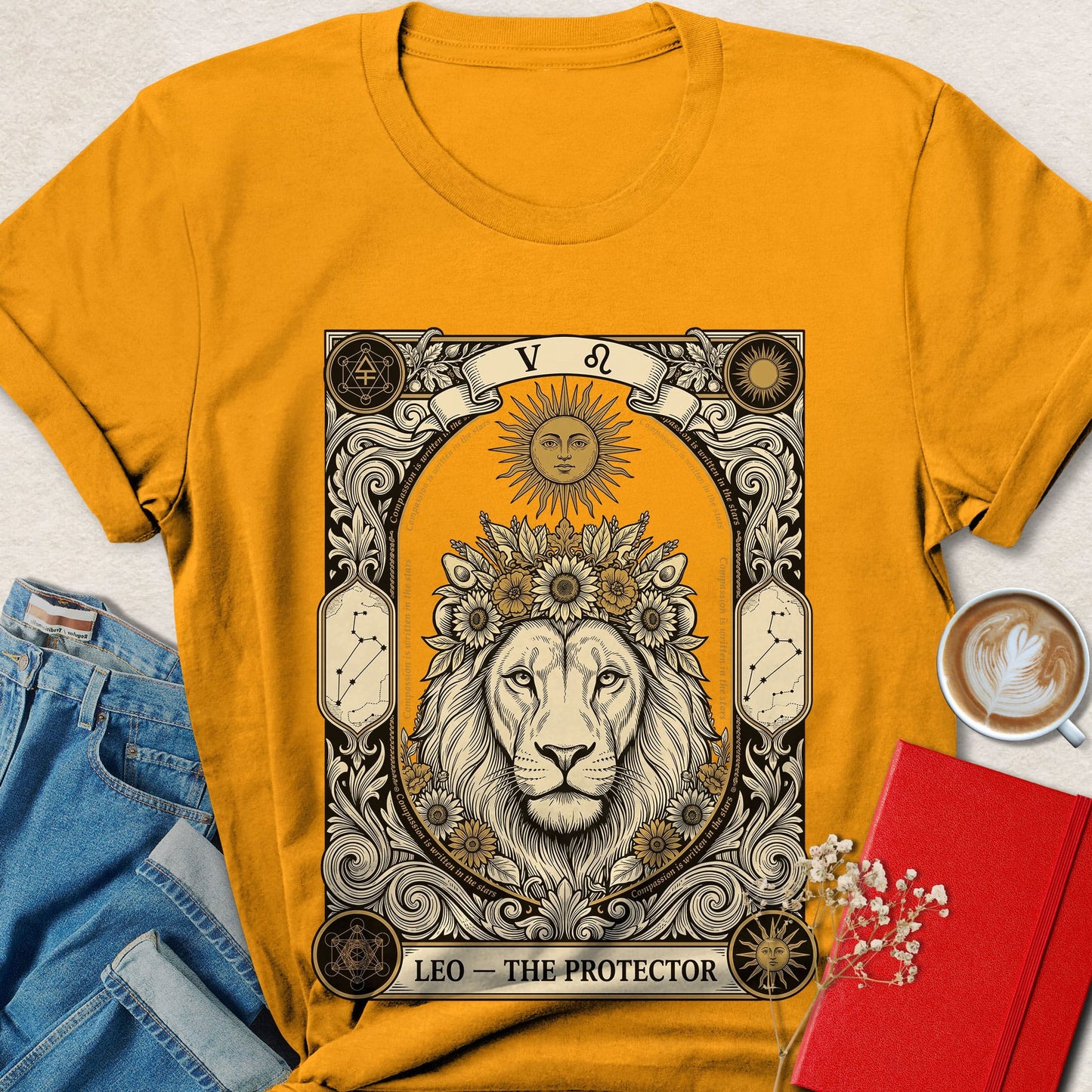 Leo Tarot Vegan Shirt Zodiac Astrology Lion Plant Based Tee