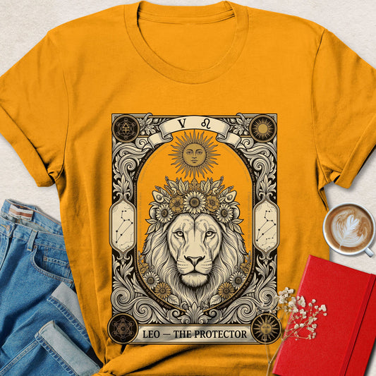 Leo Tarot Vegan Shirt Zodiac Astrology Lion Plant Based Tee