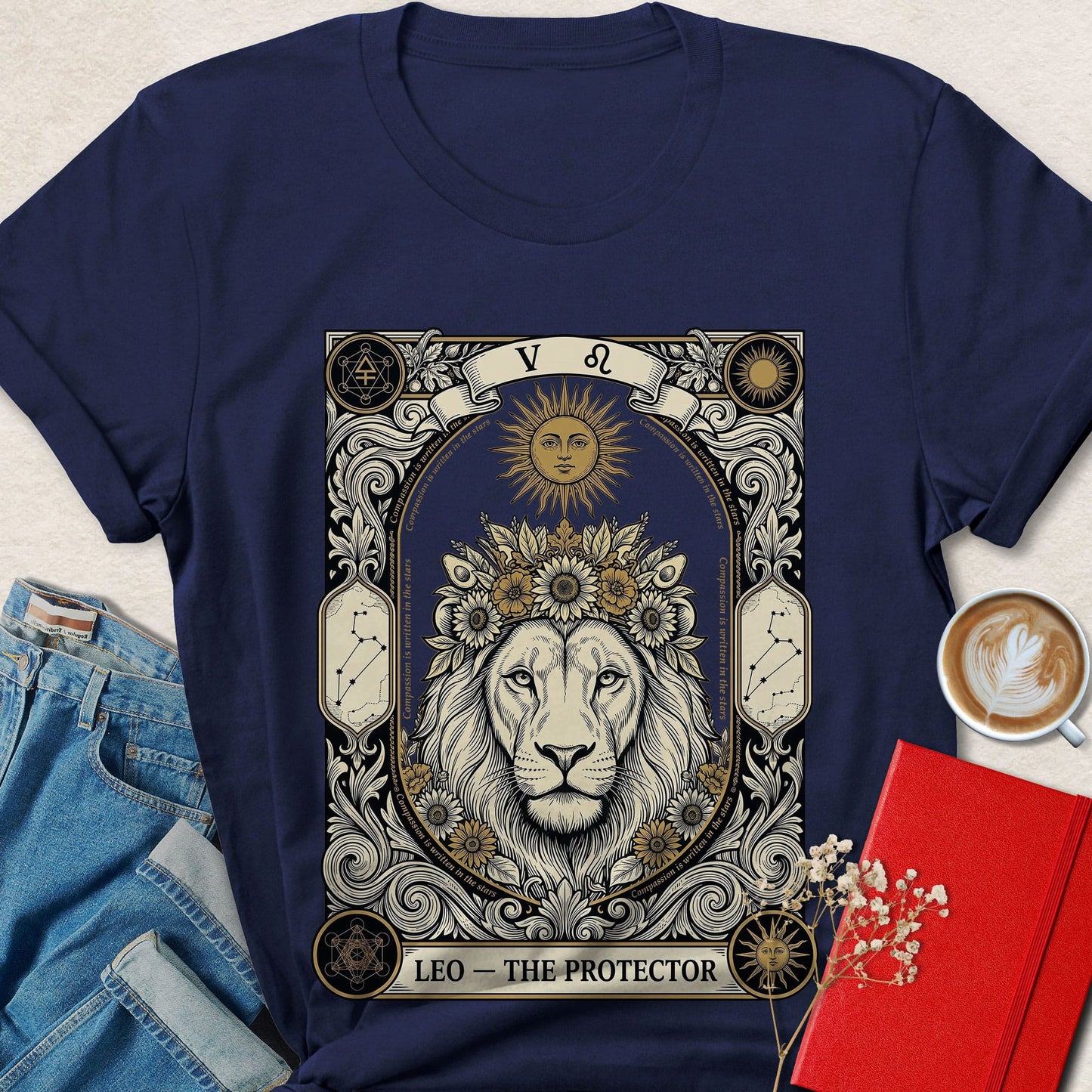 Leo Tarot Vegan Shirt Zodiac Astrology Lion Plant Based Tee