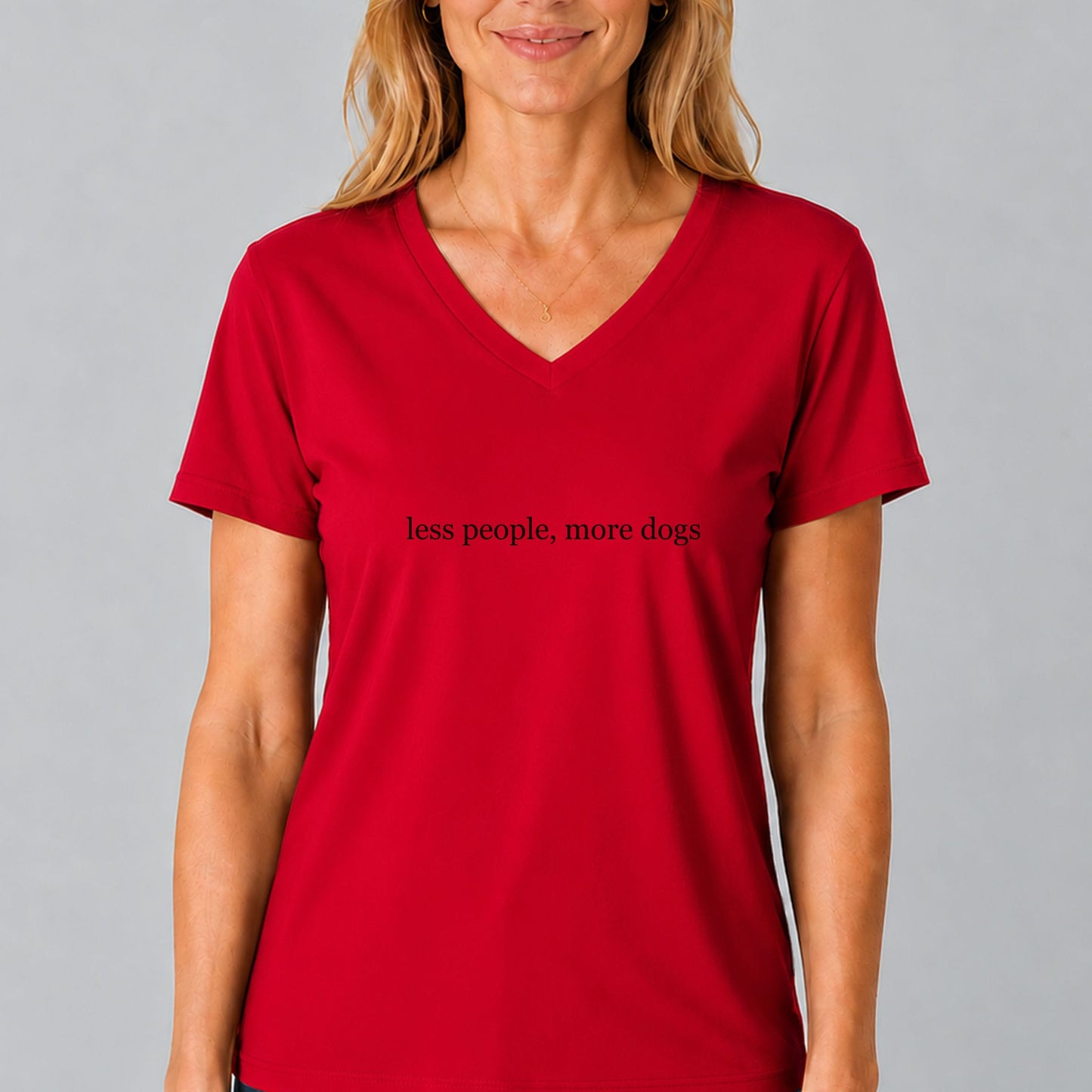 Less People, More Dogs V-Neck T-Shirt