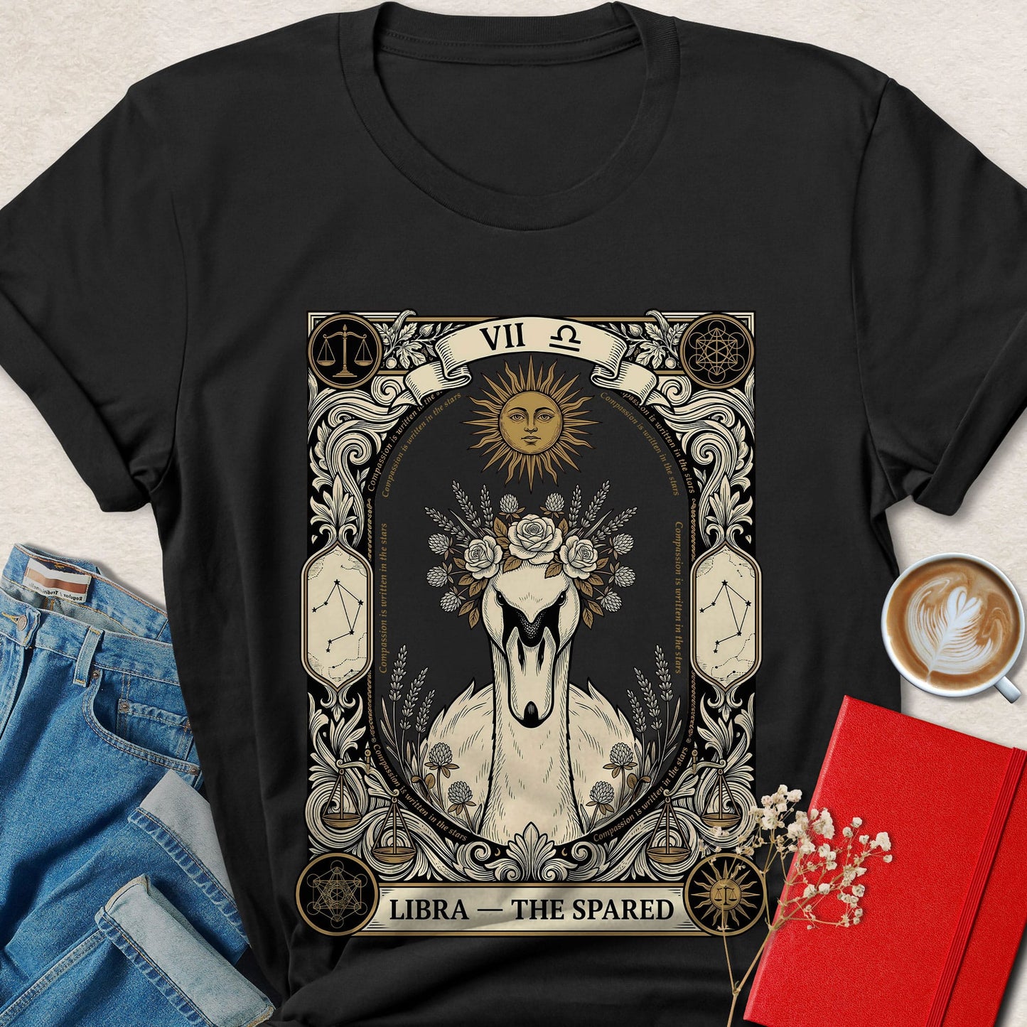 Libra Tarot Vegan Shirt Zodiac Astrology Plant Based Tee