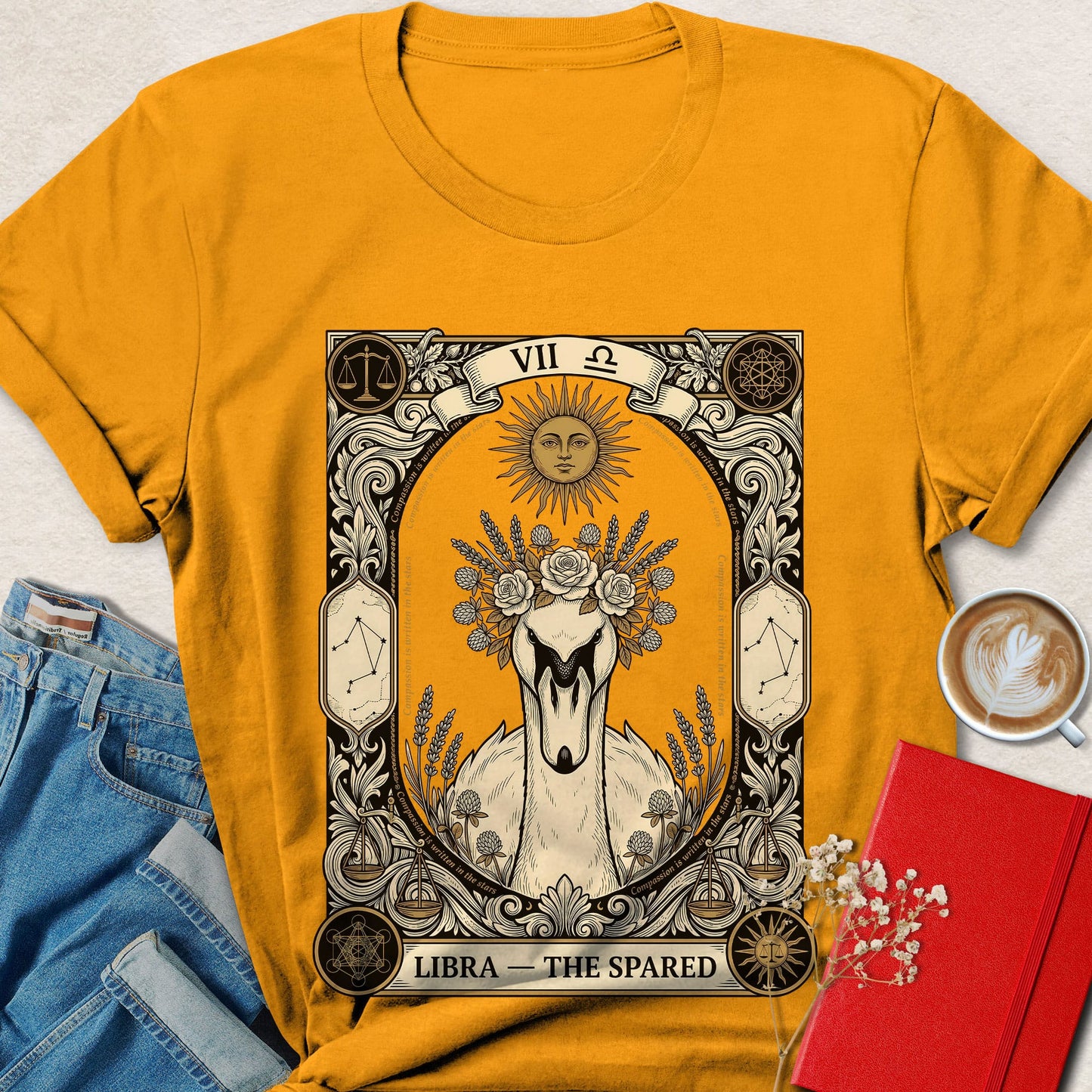 Libra Tarot Vegan Shirt Zodiac Astrology Plant Based Tee