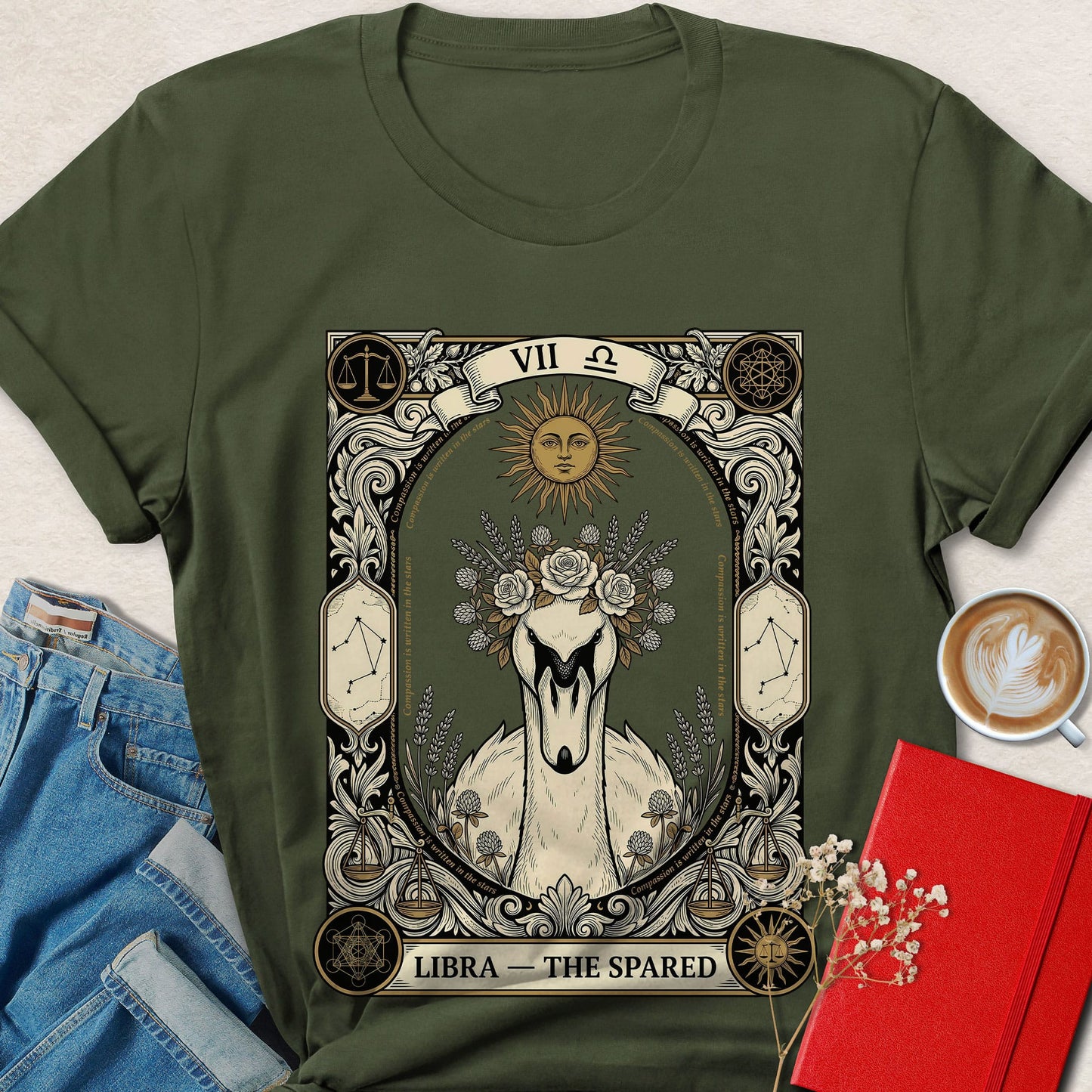 Libra Tarot Vegan Shirt Zodiac Astrology Plant Based Tee