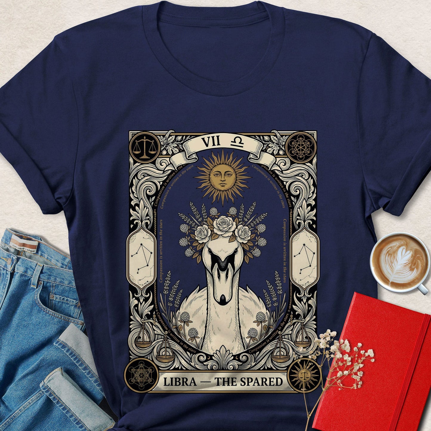Libra Tarot Vegan Shirt Zodiac Astrology Plant Based Tee