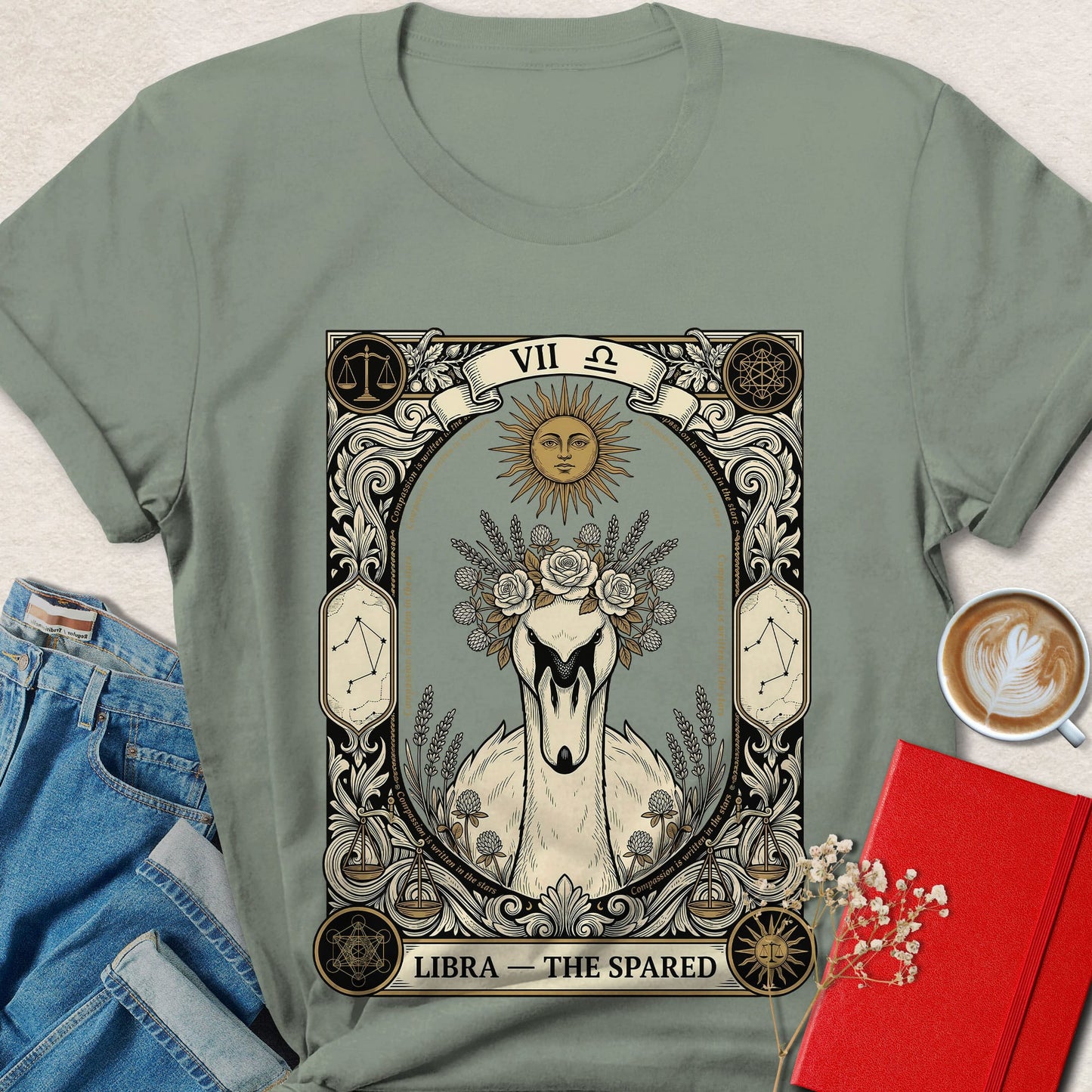 Libra Tarot Vegan Shirt Zodiac Astrology Plant Based Tee