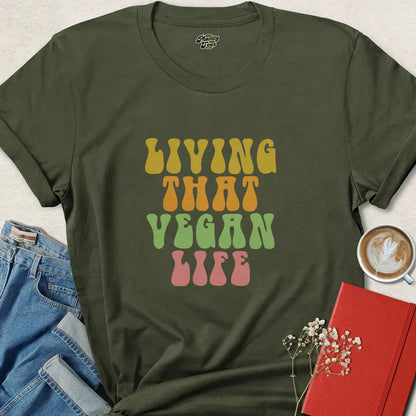 Living That Vegan Life Retro Vegan Shirt
