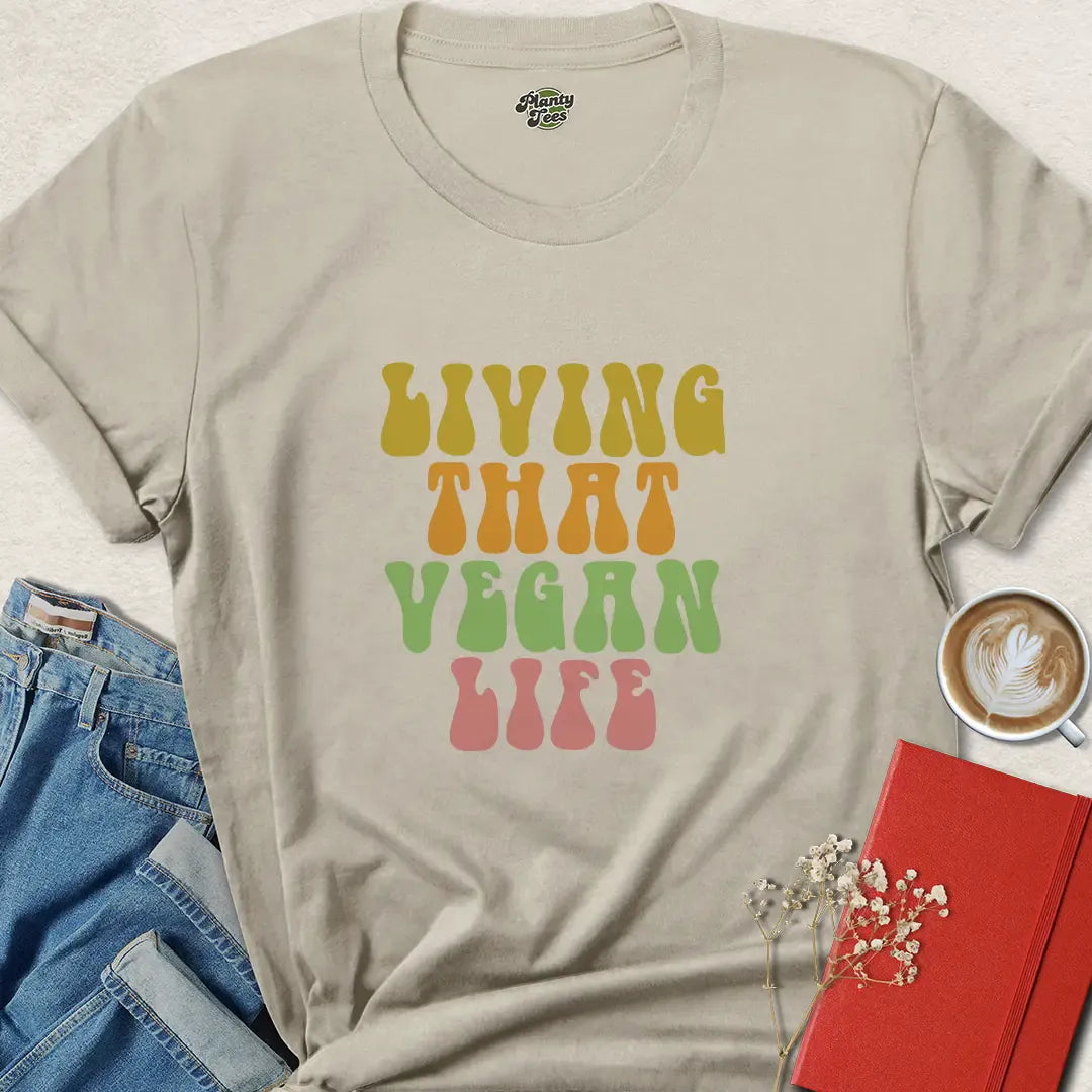 Living That Vegan Life Retro Vegan Shirt