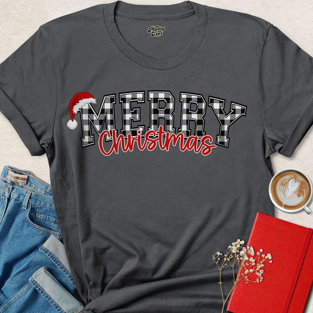 Black & White Buffalo Plaid Vegan Christmas Shirt – Festive & Cozy