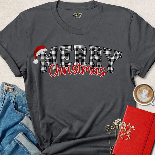 Black & White Buffalo Plaid Vegan Christmas Shirt – Festive & Cozy