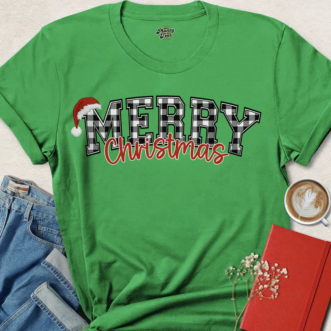 Black & White Buffalo Plaid Vegan Christmas Shirt – Festive & Cozy