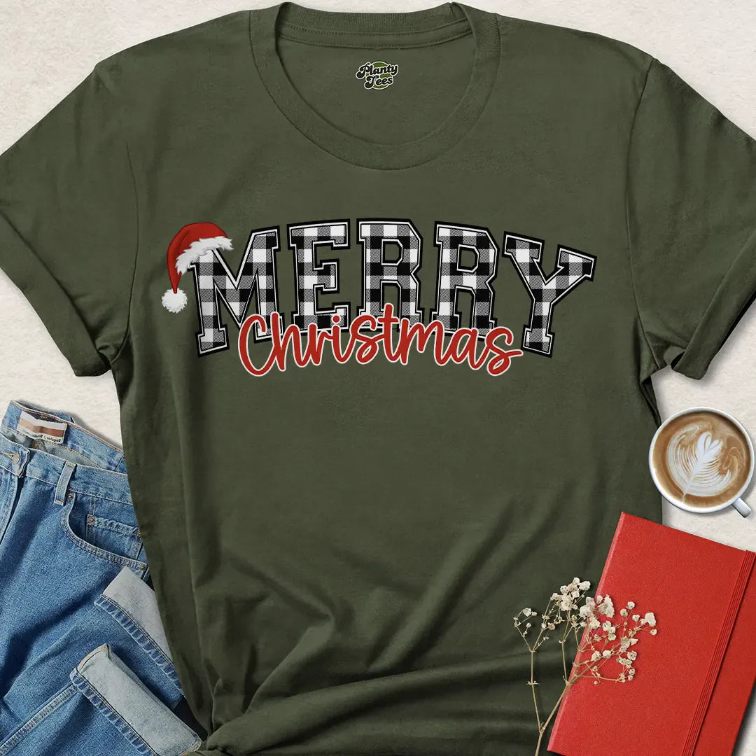 Black & White Buffalo Plaid Vegan Christmas Shirt – Festive & Cozy