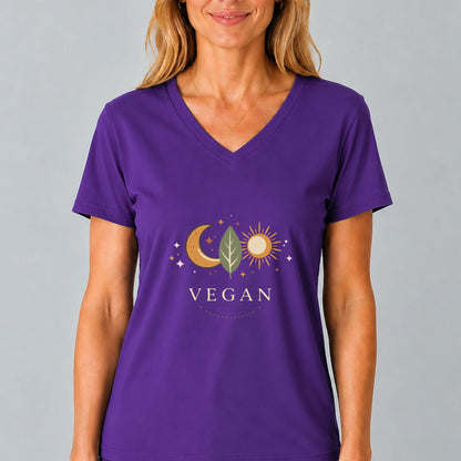 Vegan Moon Sun Leaf V-Neck Shirt