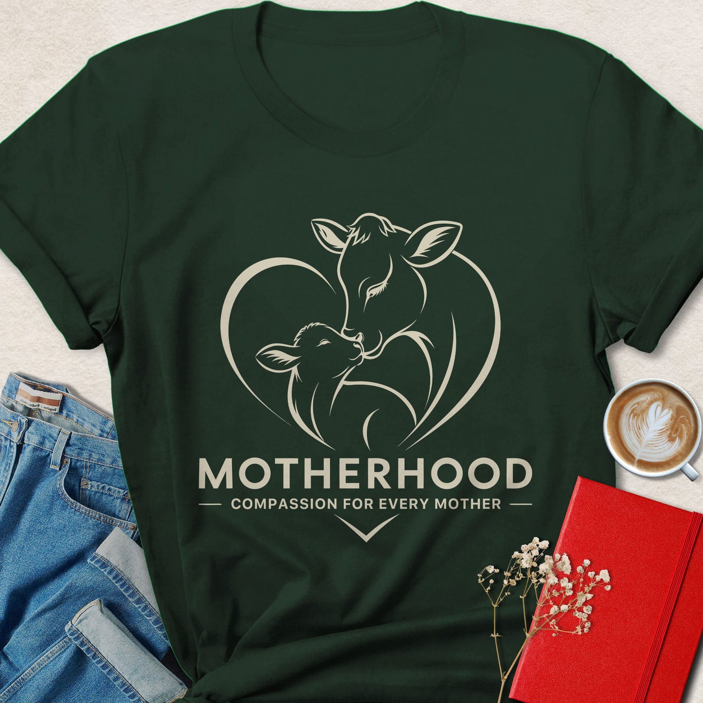 Motherhood Compassion Vegan Shirt Animal Rights Mom Graphic