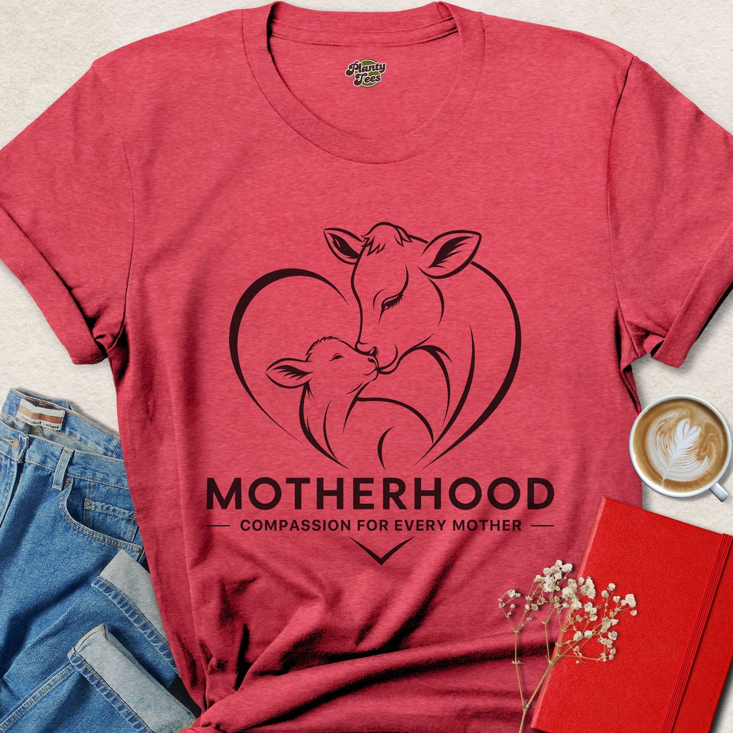 Motherhood Compassion Vegan Shirt Animal Rights Mom Graphic