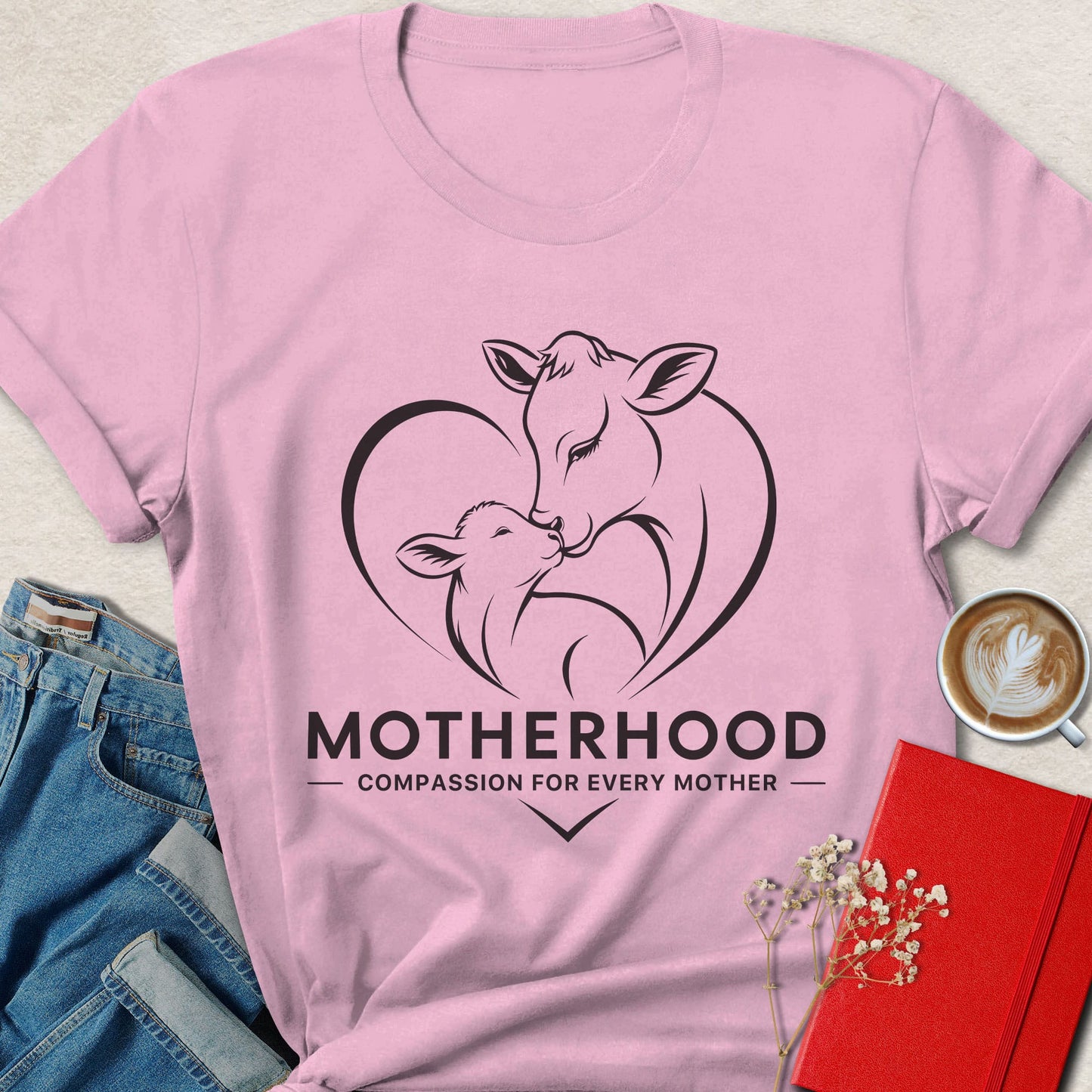 Motherhood Compassion Vegan Shirt Animal Rights Mom Graphic