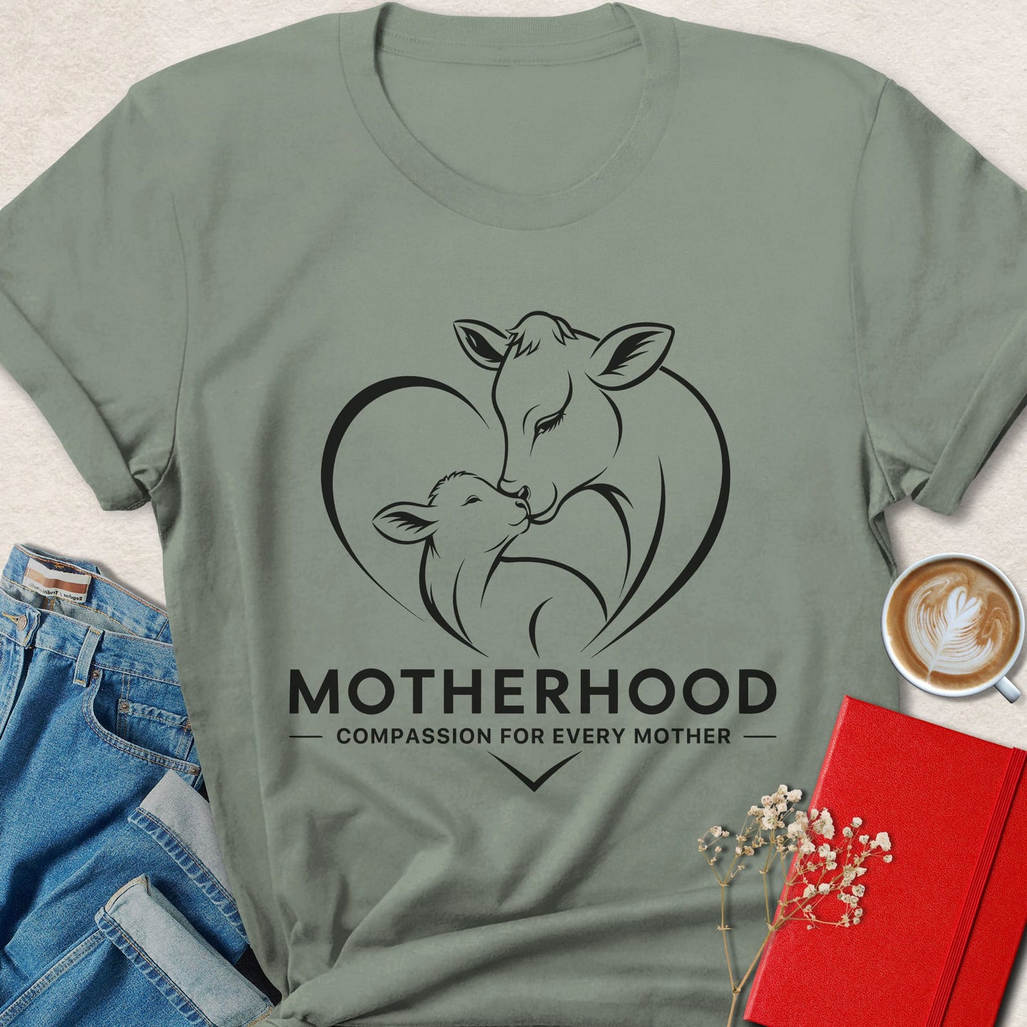 Motherhood Compassion Vegan Shirt Animal Rights Mom Graphic