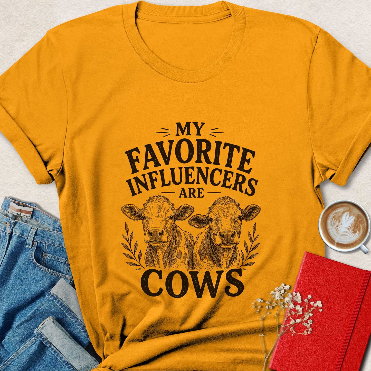My Favorite Influencers Are Cows Vintage Sketch Vegan T-shirt