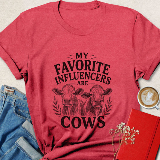 My Favorite Influencers Are Cows Vintage Sketch Vegan T-shirt
