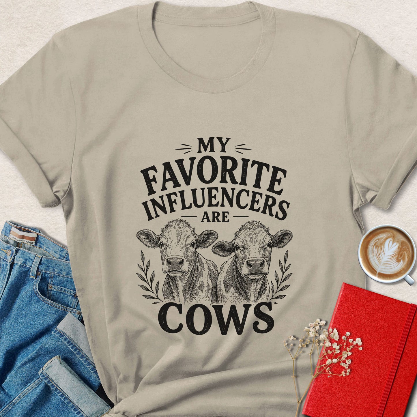 My Favorite Influencers Are Cows Vintage Sketch Vegan T-shirt