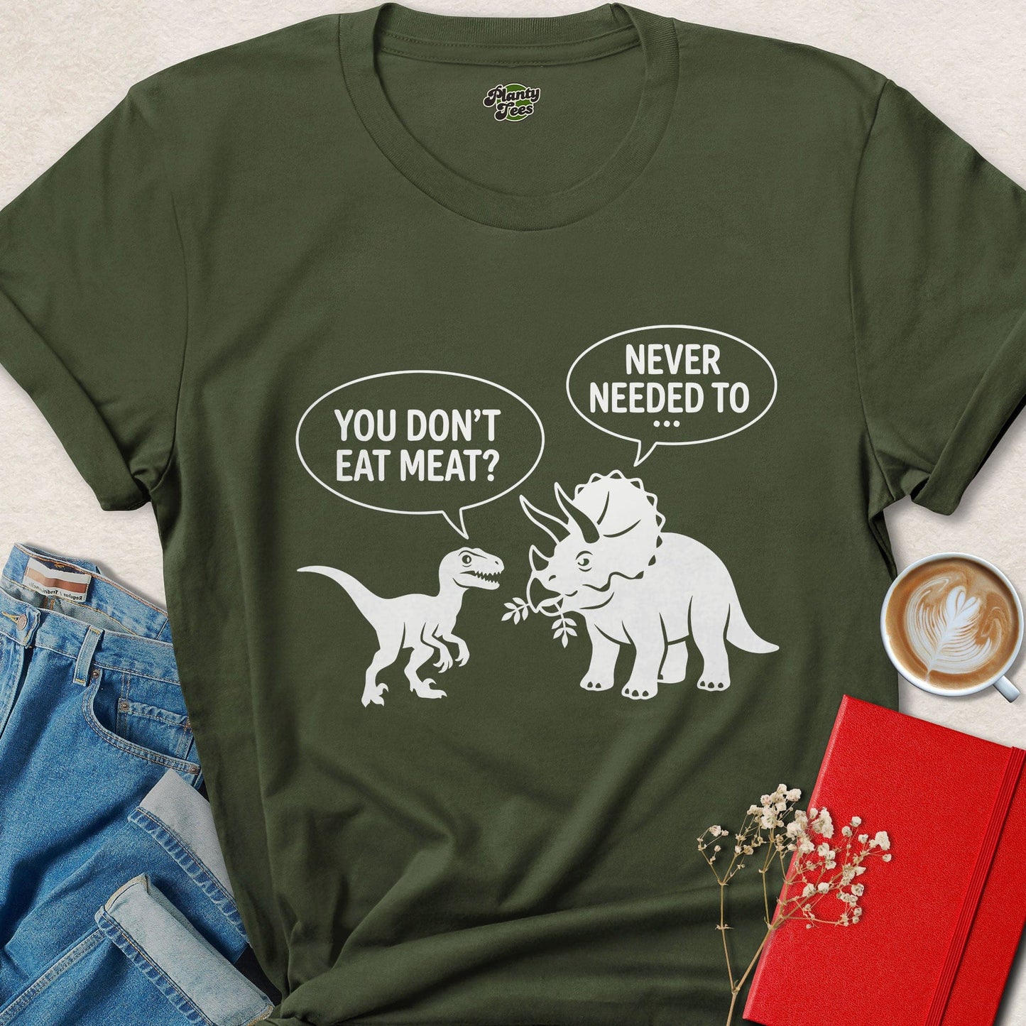 You Don’t Eat Meat Funny Vegan Dinosaur Conversation Shirt