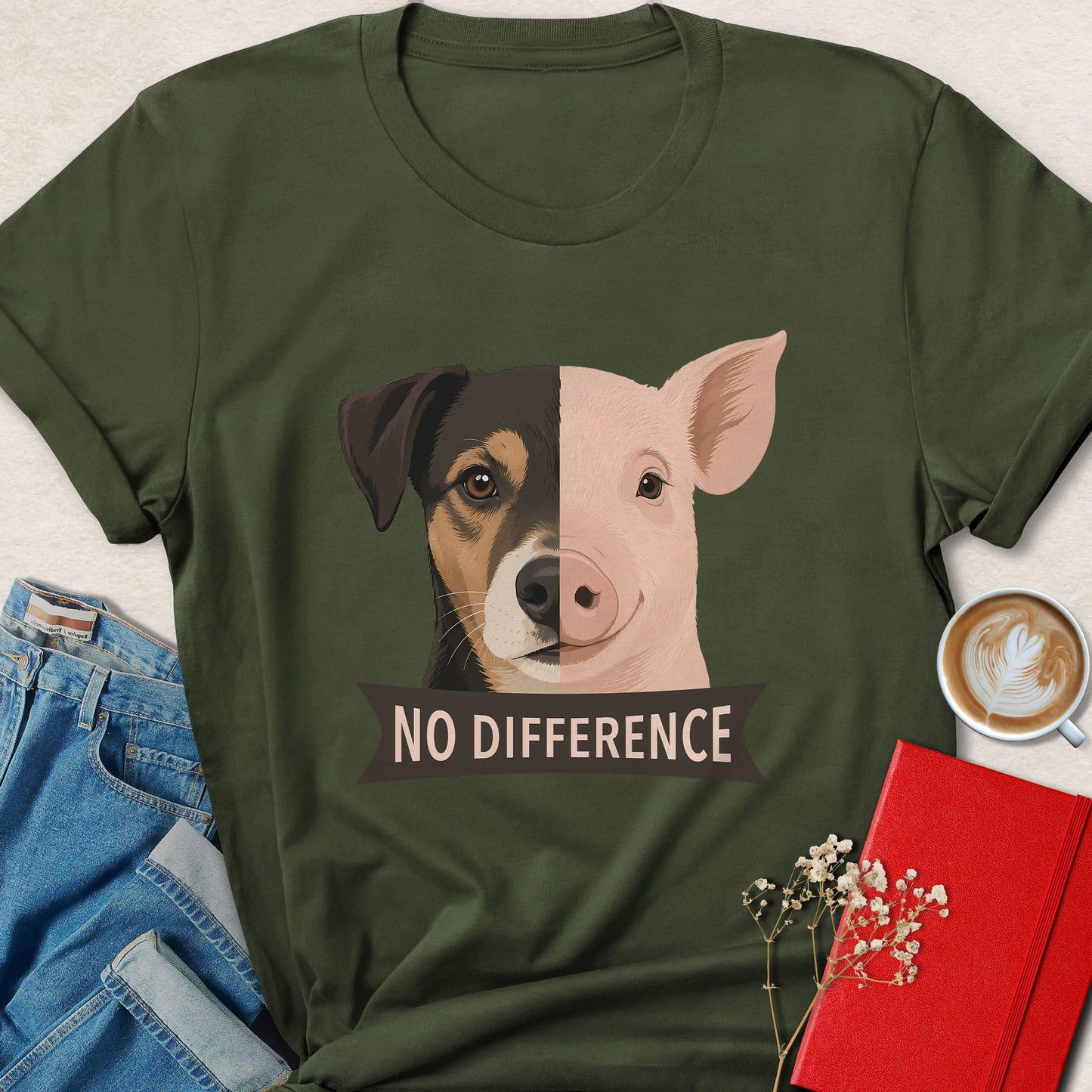No Difference Dog and Pig T-Shirt