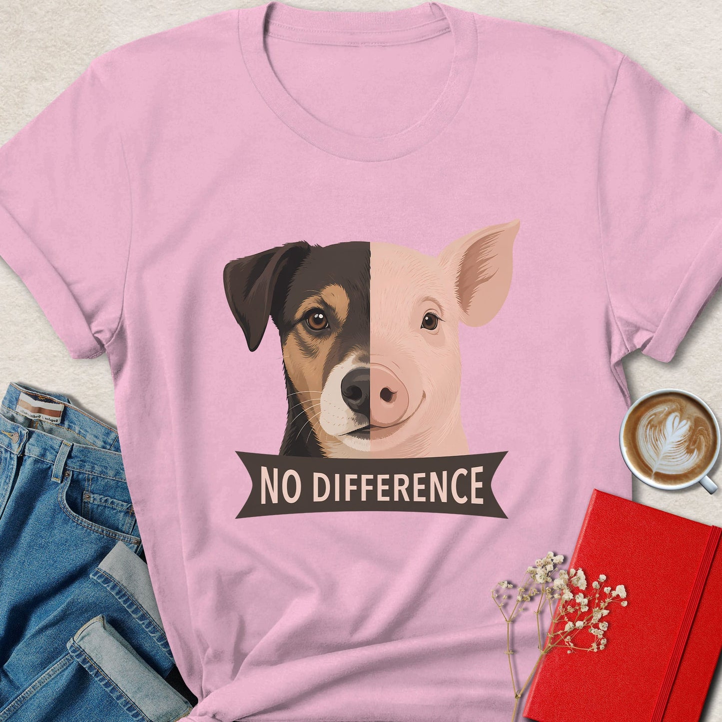No Difference Dog and Pig T-Shirt