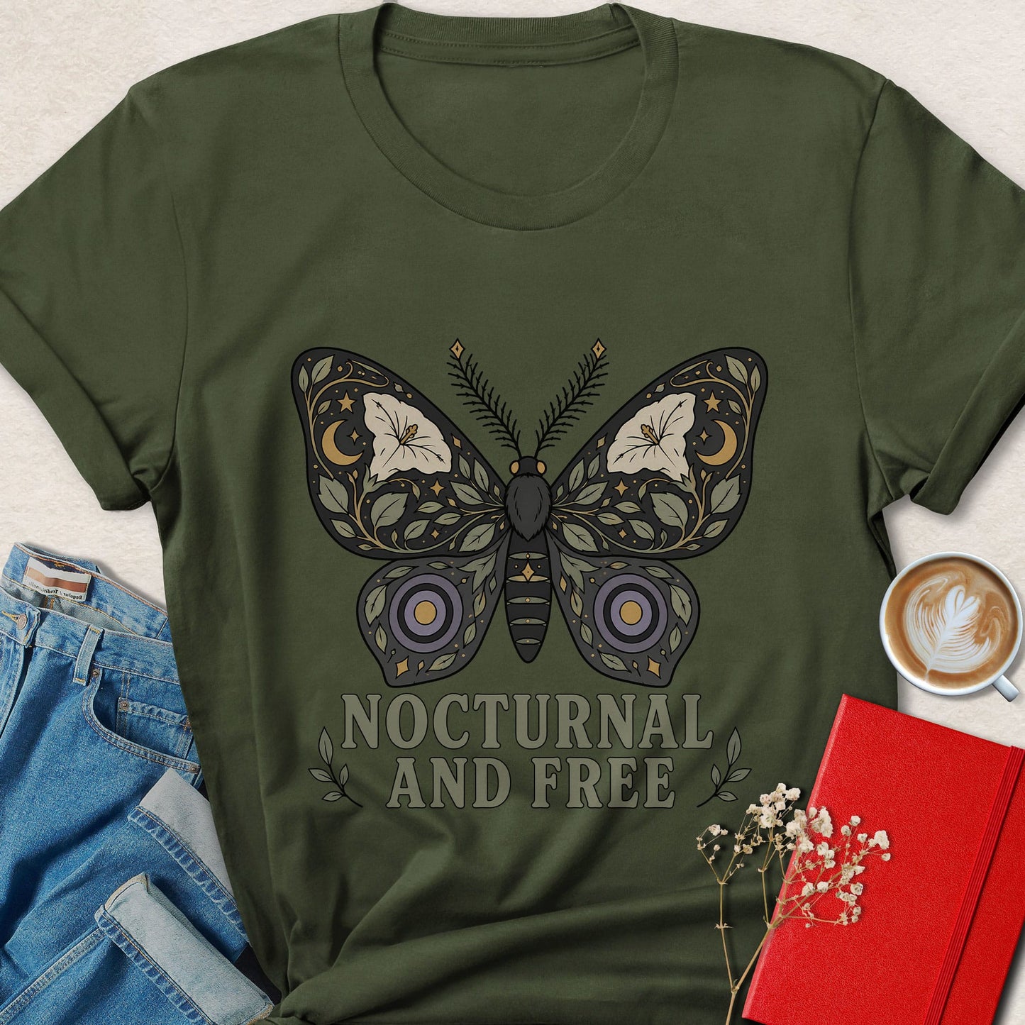 Nocturnal and Free Butterfly T-Shirt