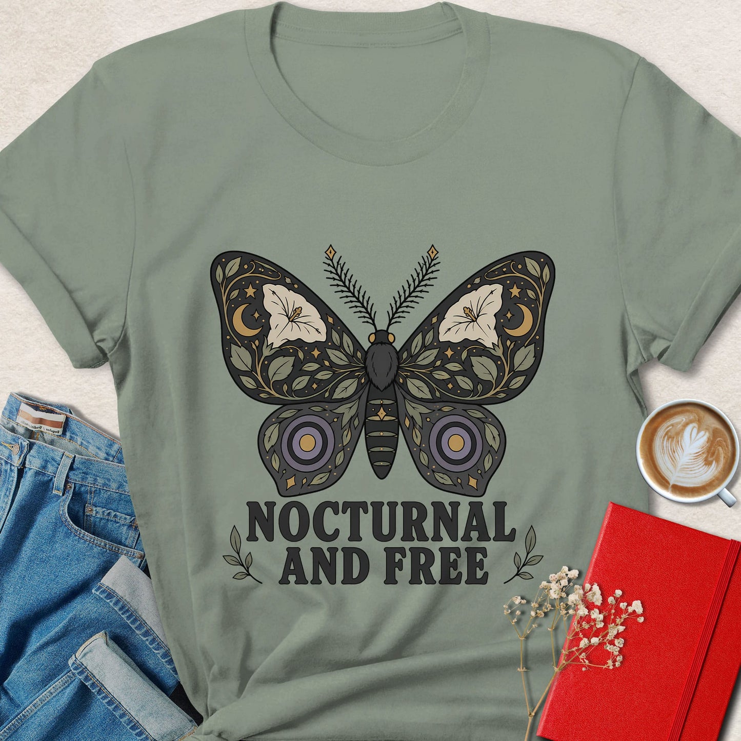 Nocturnal and Free Butterfly T-Shirt