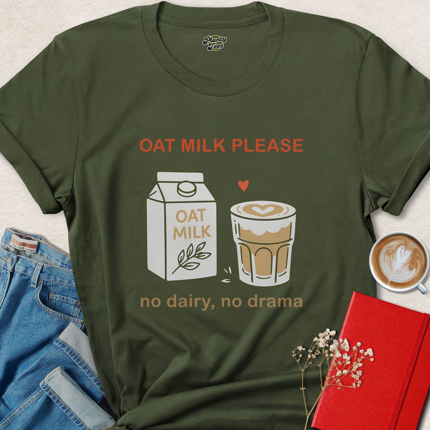 Oat Milk Vegan Coffee Lover Dairy Free Shirt
