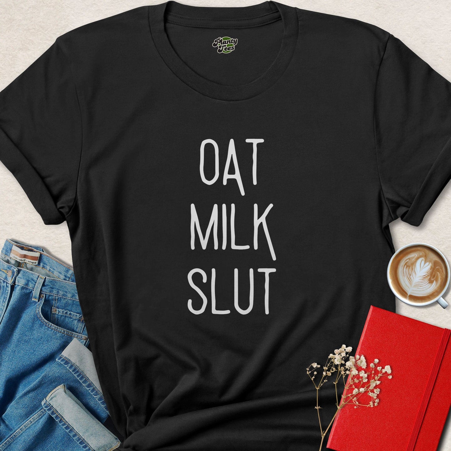 Oat Milk Lover Funny Vegan Coffee Statement Tee