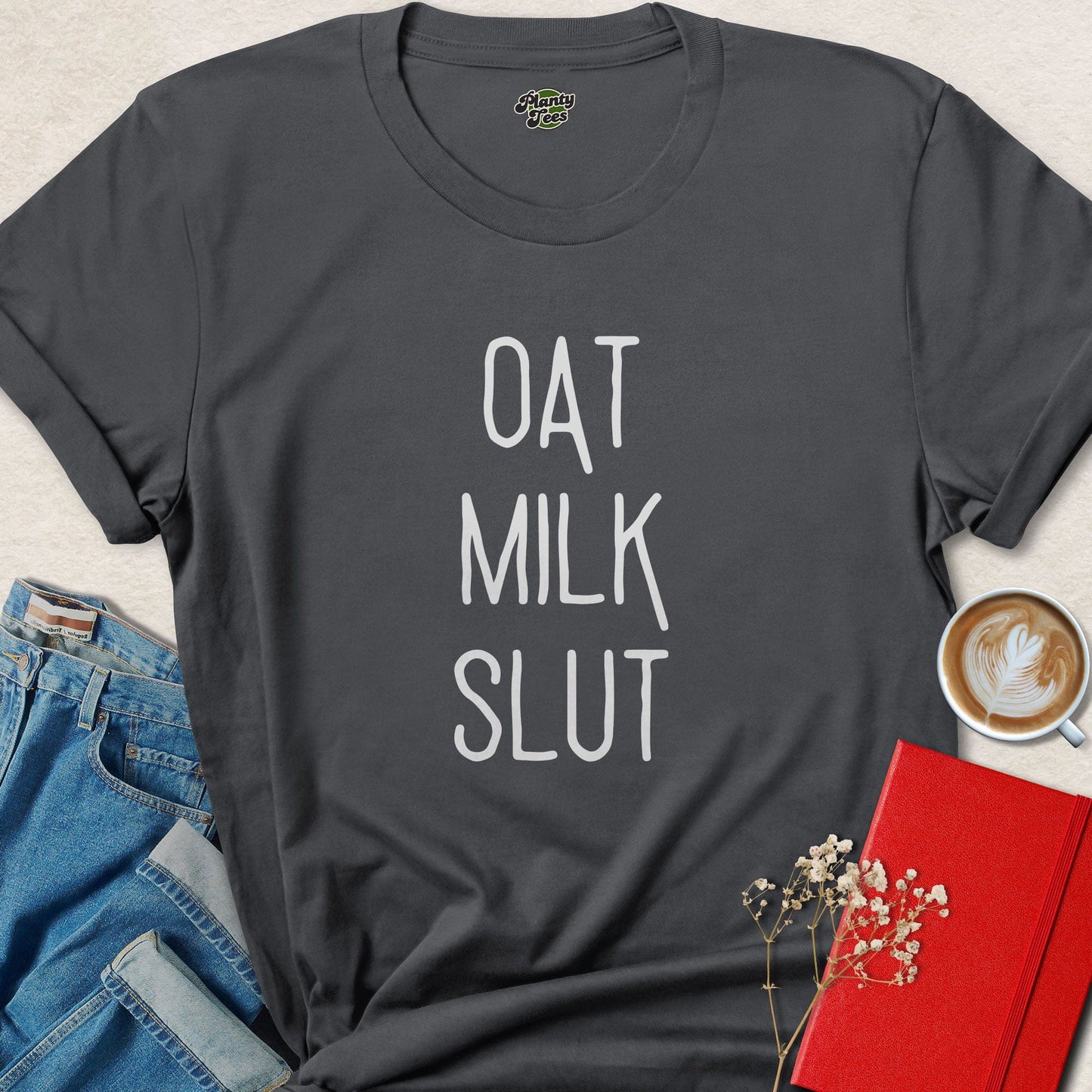 Oat Milk Lover Funny Vegan Coffee Statement Tee