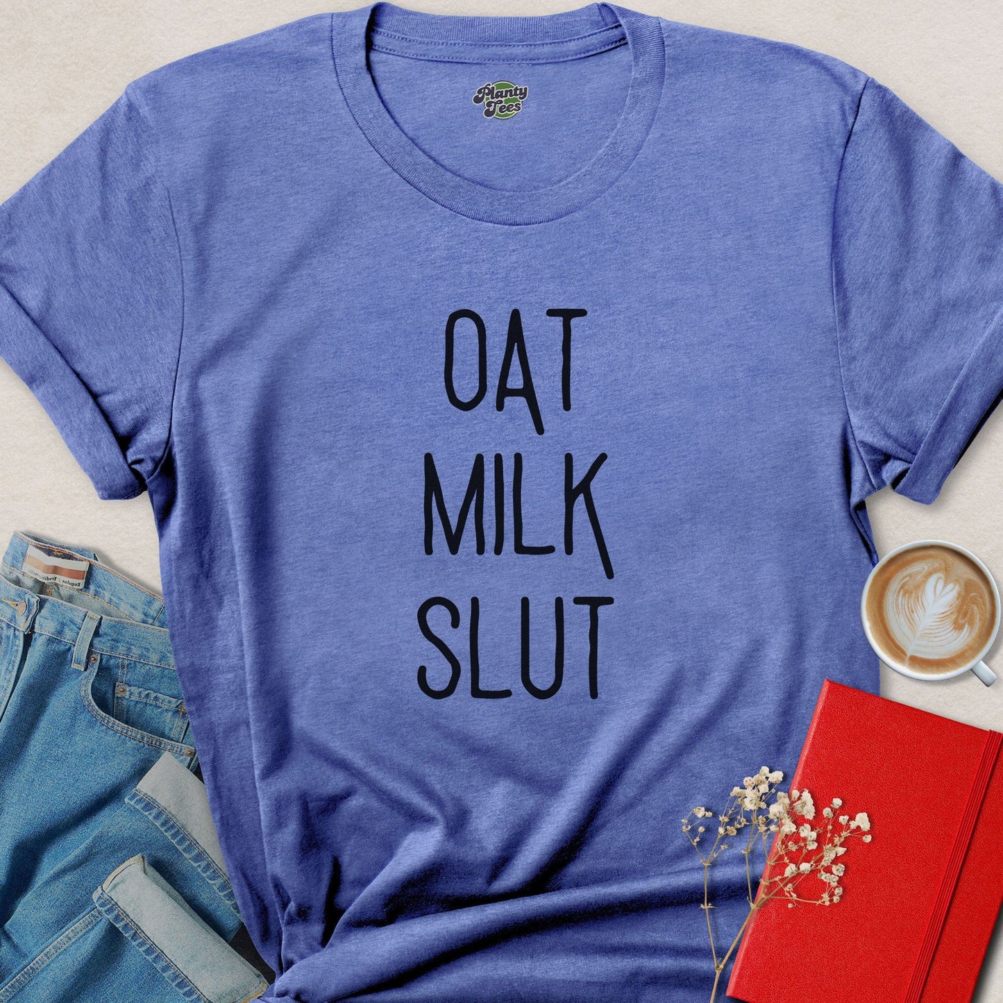 Oat Milk Lover Funny Vegan Coffee Statement Tee