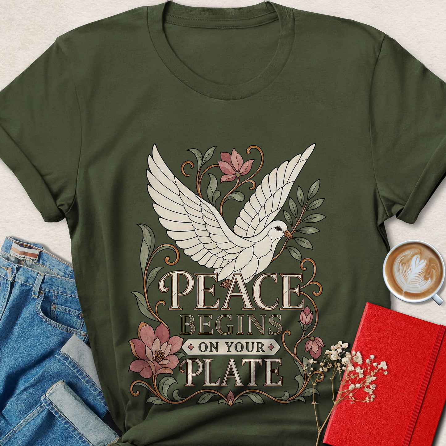 Peace Begins on Your Plate Dove Vegan T-shirt